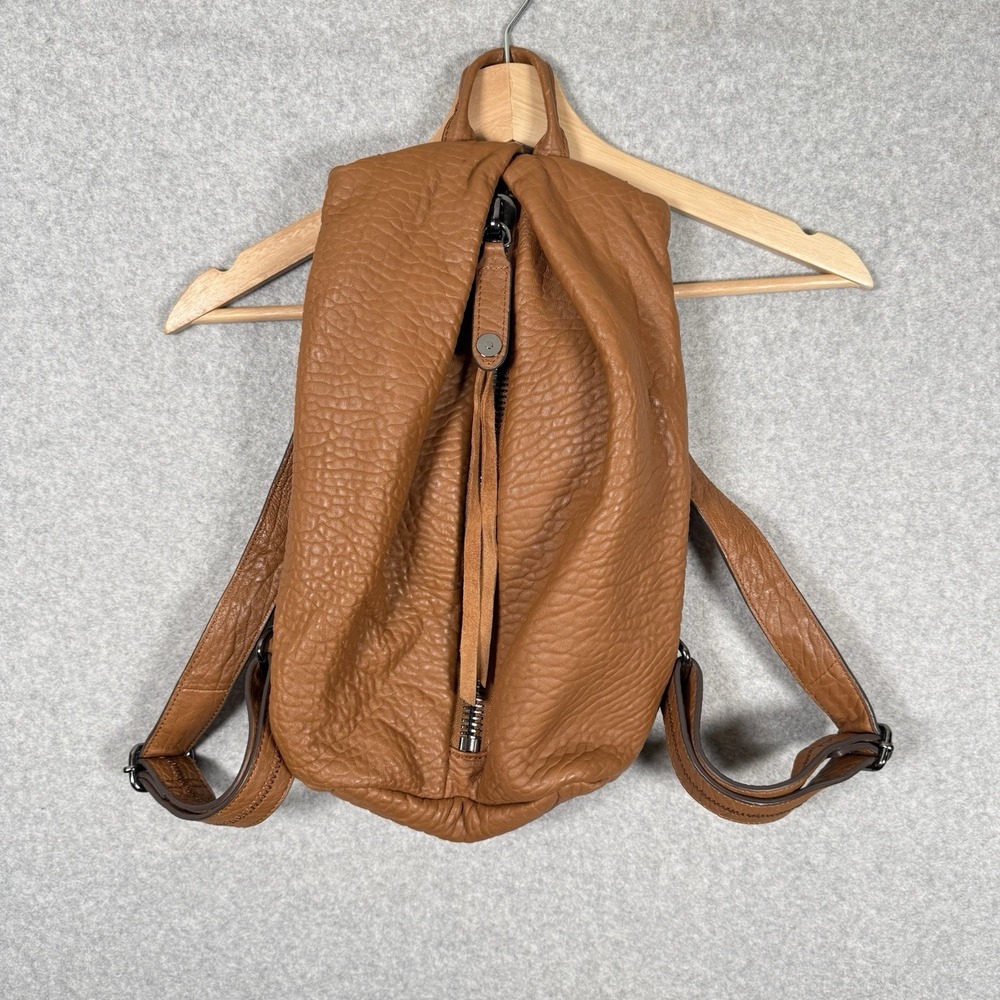 Aimee Kestenberg Leather Backpack Brown Zipper Travel Concert Pebbles